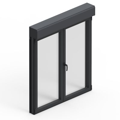 Fenêtre alu 2 vantaux oscillo-battant + volet roulant électrique GoodHome gris - l.100 x h.145 cm