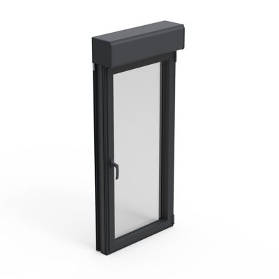 Fenêtre aluminium 1 vantail oscillo-battant + volet roulant électrique GoodHome gris - l.80 x h.95 cm, tirant droit