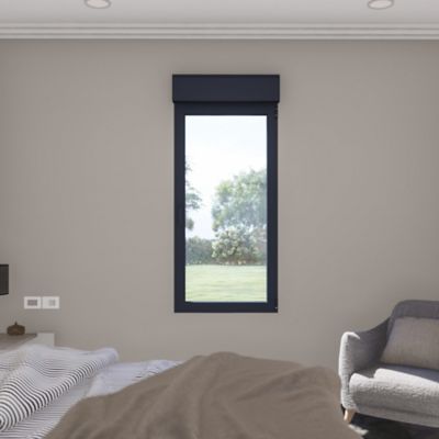 Fenêtre aluminium 1 vantail oscillo-battant + volet roulant électrique GoodHome gris - l.80 x h.95 cm, tirant droit