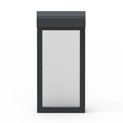 Fenêtre aluminium 1 vantail oscillo-battant + volet roulant électrique GoodHome gris - l.80 x h.95 cm, tirant droit