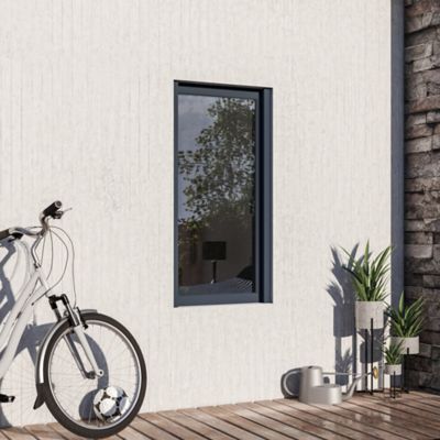 Fenêtre aluminium 1 vantail oscillo-battant + volet roulant électrique GoodHome gris - l.80 x h.95 cm, tirant droit