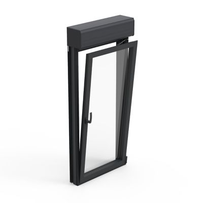 Fenêtre aluminium 1 vantail oscillo-battant + volet roulant électrique GoodHome gris - l.80 x h.95 cm, tirant droit