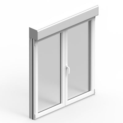 Fenêtre aluminium 2 vantaux oscillo-battant + volet roulant électrique GoodHome blanc - l.100 x h.115 cm