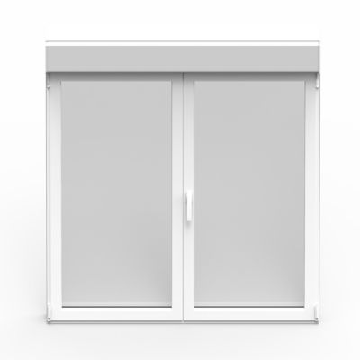 Fenêtre aluminium 2 vantaux oscillo-battant + volet roulant électrique GoodHome blanc - l.100 x h.115 cm