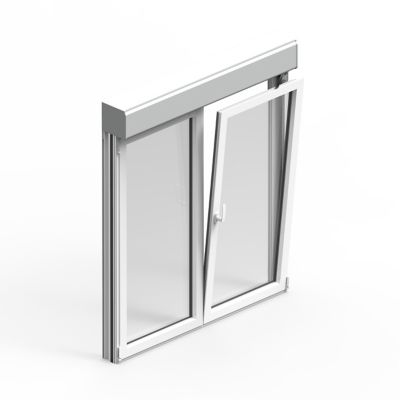 Fenêtre aluminium 2 vantaux oscillo-battant + volet roulant électrique GoodHome blanc - l.100 x h.115 cm