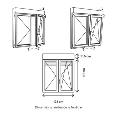 Fenêtre aluminium 2 vantaux oscillo-battant + volet roulant électrique GoodHome blanc - l.120 x h.135 cm