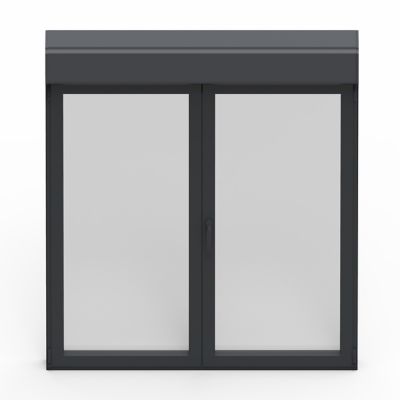 Fenêtre aluminium 2 vantaux oscillo-battant + volet roulant électrique GoodHome gris - l.100 x h.75 cm