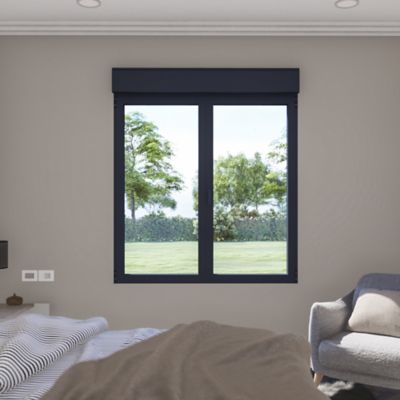 Fenêtre aluminium 2 vantaux oscillo-battant + volet roulant électrique GoodHome gris - l.100 x h.95 cm