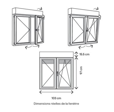 Fenêtre aluminium 2 vantaux oscillo-battant + volet roulant électrique GoodHome gris - l.100 x h.95 cm