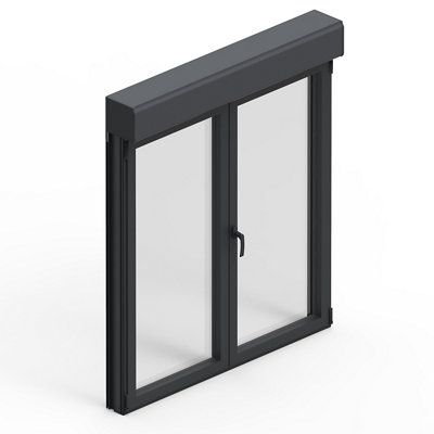 Fenêtre aluminium 2 vantaux oscillo-battant + volet roulant électrique GoodHome gris - l.120 x h.125 cm