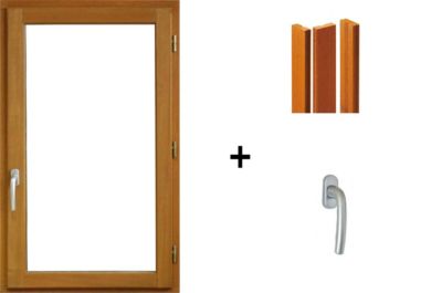 Fenetre Bois 1 Vantail H75 X L60 Cm Tirant Droit, Tapees Iso 100 Cm (2 De 1,9m), Poignee Gd Menuiseries