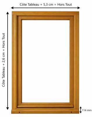 Fenetre Bois 1 Vantail H95 X L60 Cm Tirant Gauche, Tapees Iso 120 Cm (2 De 1,9m), Poignee Gd Menuiseries