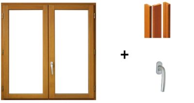 Fenetre Bois 2 Vantaux H75 X L100 Cm, Tapees Iso 120 Cm (1 De 1,9m, 1 De 2,28m), Poignee Gd Menuiseries