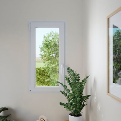 Fenêtre PVC 1 vantail oscillo-battant GoodHome blanc - l.80 x h.115 cm, tirant gauche