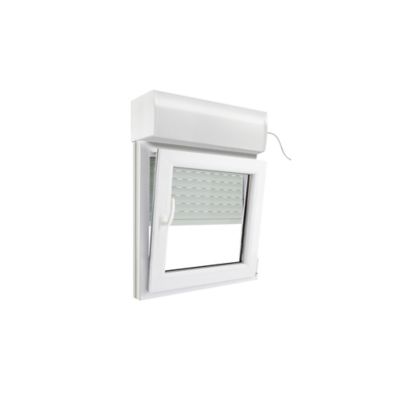 Fenêtre PVC 1 vantail oscillo-battant + volet roulant électrique GoodHome blanc - l.40 x h.45 cm, tirant droit