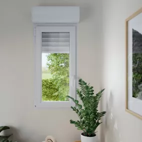 Fenêtre PVC 1 vantail oscillo-battant + volet roulant électrique GoodHome blanc - l.40 x h.75 cm, tirant droit
