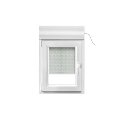 Fenêtre PVC 1 vantail oscillo-battant + volet roulant électrique GoodHome blanc - l.60 x h.75 cm, tirant gauche