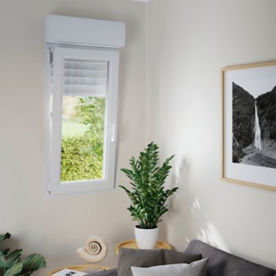 Fenêtre PVC 1 vantail oscillo-battant + volet roulant électrique GoodHome blanc - l.80 x h.75 cm, tirant droit