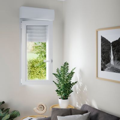 Fenêtre PVC 1 vantail oscillo-battant + volet roulant électrique GoodHome blanc - l.80 x h.75 cm, tirant droit