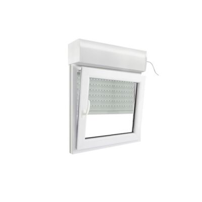 Fenêtre PVC 1 vantail oscillo-battant + volet roulant électrique GoodHome blanc - l.80 x h.75 cm, tirant droit