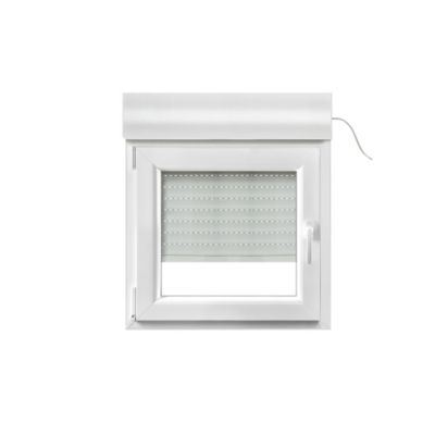 Fenêtre PVC 1 vantail oscillo-battant + volet roulant électrique GoodHome blanc - l.80 x h.75 cm, tirant gauche