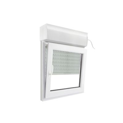Fenêtre PVC 1 vantail oscillo-battant + volet roulant électrique GoodHome blanc - l.80 x h.95 cm, tirant droit