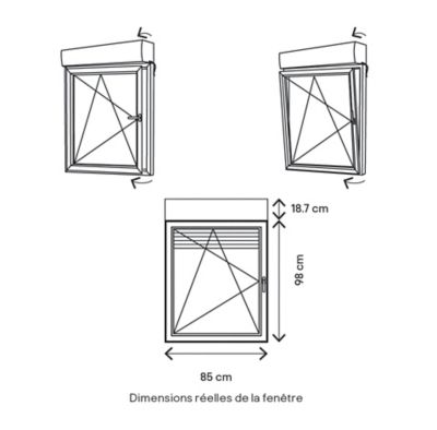 Fenêtre PVC 1 vantail oscillo-battant + volet roulant électrique GoodHome blanc - l.80 x h.95 cm, tirant gauche