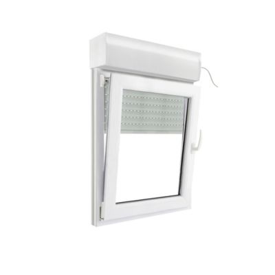 Fenêtre PVC 1 vantail oscillo-battant + volet roulant électrique GoodHome blanc - l.80 x h.95 cm, tirant gauche
