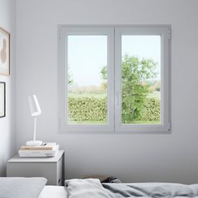 Fenêtre PVC 2 vantaux oscillo-battant GoodHome blanc - l.140 x h.115 cm
