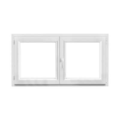 Fenêtre PVC 2 vantaux oscillo-battant GoodHome blanc - l.140 x h.75 cm