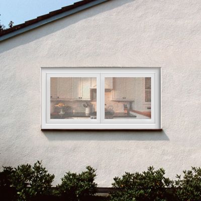 Fenêtre PVC 2 vantaux oscillo-battant GoodHome blanc - l.140 x h.75 cm