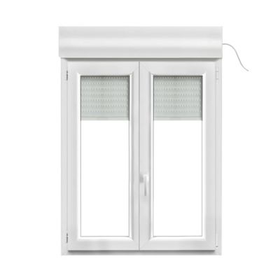 Fenêtre PVC 2 vantaux oscillo-battant + volet roulant électrique GoodHome blanc - l.100 x h.125 cm
