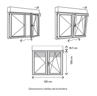 Fenêtre PVC 2 vantaux oscillo-battant + volet roulant électrique GoodHome blanc - l.120 x h.105 cm