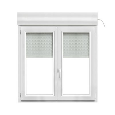 Fenêtre PVC 2 vantaux oscillo-battant + volet roulant électrique GoodHome blanc - l.120 x h.105 cm