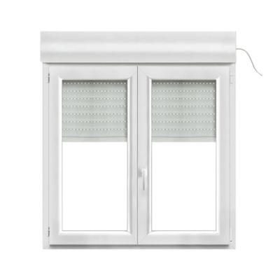 Fenêtre PVC 2 vantaux oscillo-battant + volet roulant électrique GoodHome blanc - l.120 x h.115 cm