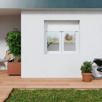 Fenêtre PVC 2 vantaux oscillo-battant + volet roulant électrique GoodHome blanc - l.120 x h.115 cm