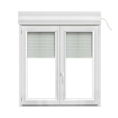 Fenêtre PVC 2 vantaux oscillo-battant + volet roulant électrique GoodHome blanc - l.120 x h.125 cm