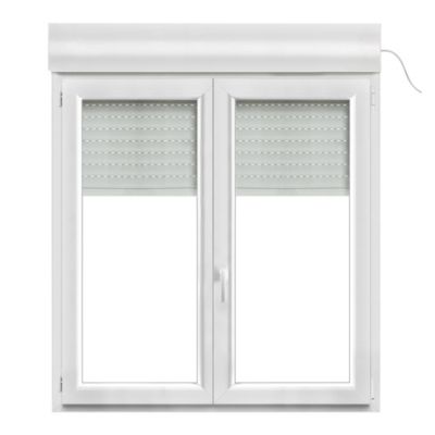 Fenêtre PVC 2 vantaux oscillo-battant + volet roulant électrique GoodHome blanc - l.120 x h.135 cm