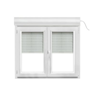Fenêtre PVC 2 vantaux oscillo-battant + volet roulant électrique GoodHome blanc - l.120 x h.95 cm