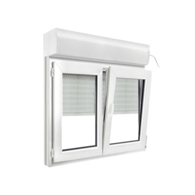 Fenêtre PVC 2 vantaux oscillo-battant + volet roulant électrique GoodHome blanc - l.120 x h.95 cm