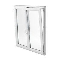 Fenêtre PVC 2 vantaux oscillo-battants Grosfillex blanc - l.120 x h.125 cm, tirant droit