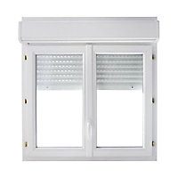 Fenêtre PVC 2 vantaux + volet roulant blanc - l.140 x h.215 cm, tirant droit