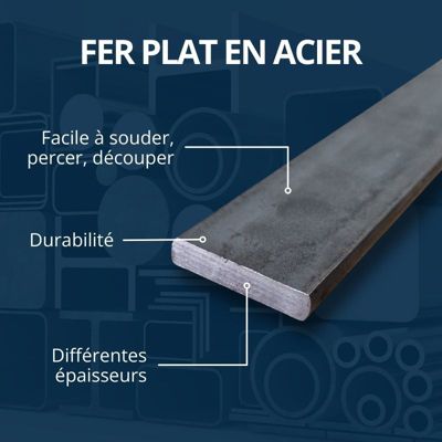 Fer plat acier 50mm ep 4 mm, Longueur : 0.5 mètre - Comment Fer