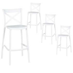 FERMINA - Lot de 4 Tabourets Polypropylène Blanc H107cm