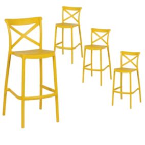 FERMINA - Lot de 4 Tabourets Polypropylène Jaune H107cm