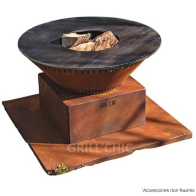 FESTIF POOL Brasero Double Cuve Corten 83x55cm - Petit modèle idéal pour réchauffer vos soirées en extérieur