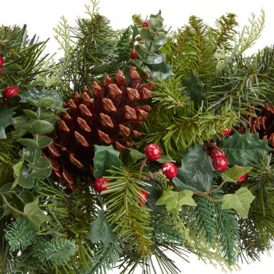 Feston de Noël Amden imitation sapin et pomme de pin 120cm