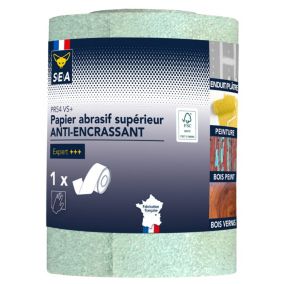 Feuille abrasive 115 mm x 5 m grain 120 anti-encrassement en rouleau