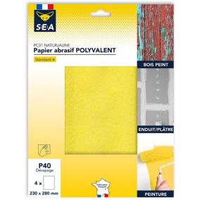 Feuille abrasive 230 x 280 mm grain 40, lot de 4