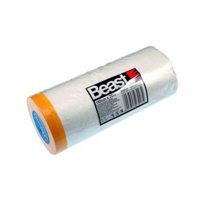 Feuille de Protection avec Ruban de Masquage 180 cm x 20 m - Polyéthylène - Résistante et Pratique - Protection Efficace - Beast